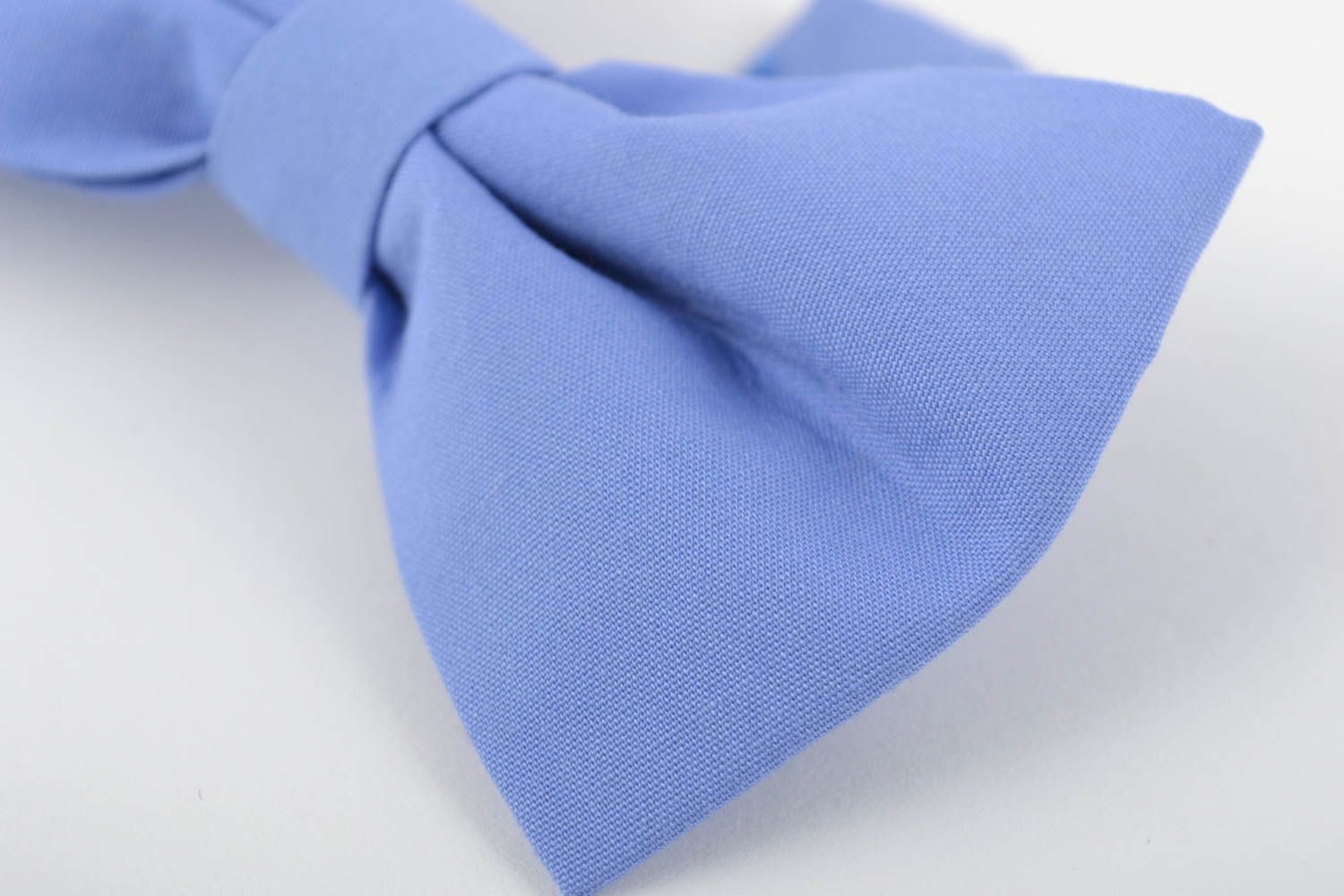 Текстильный галстук-бабочка ручной работы для мужчин и женщин голубой фото 4