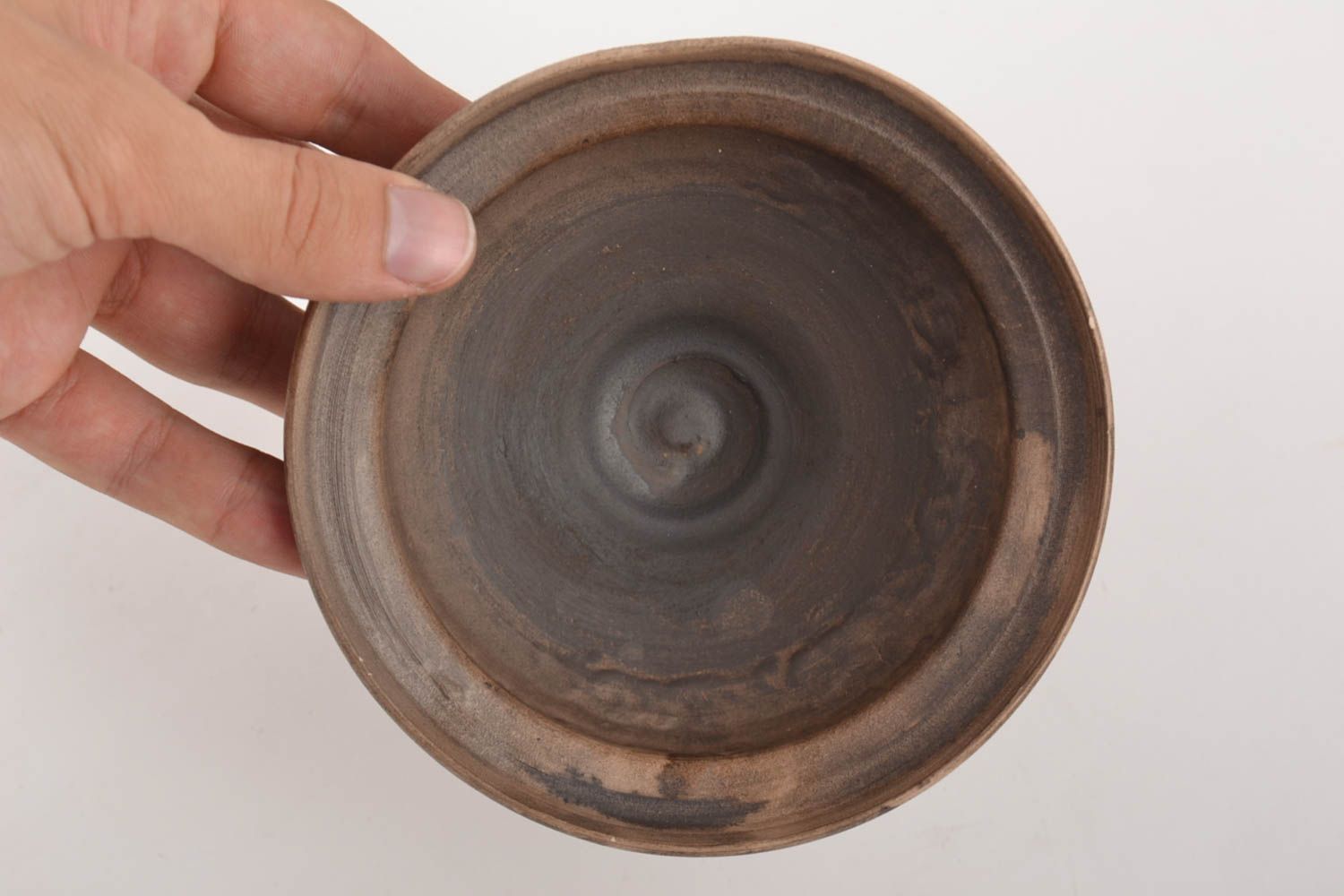 Small designer ceramic bowl kilned with milk handmade 250 ml with ornament photo 2