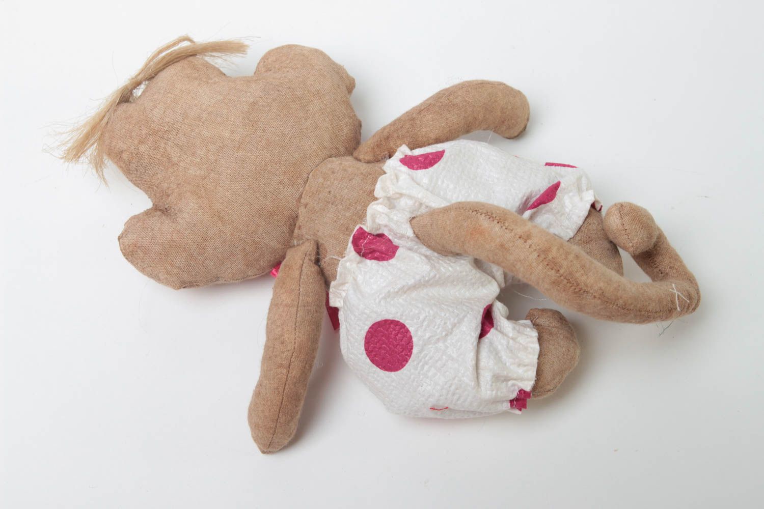 Обезьянка ручной работы декоративная мягкая игрушка с розовым бантиком  фото 4