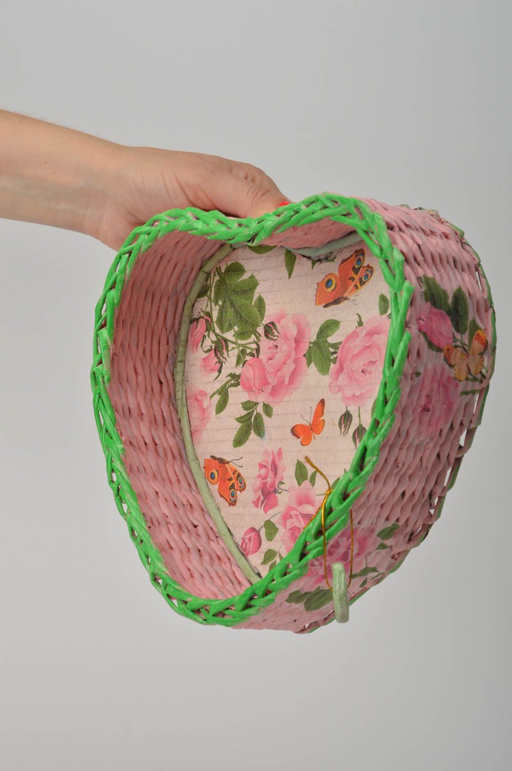 Deko Korb handmade Aufbewahrung Korb in Form vom Herzen kleiner Korb geflochten foto 1
