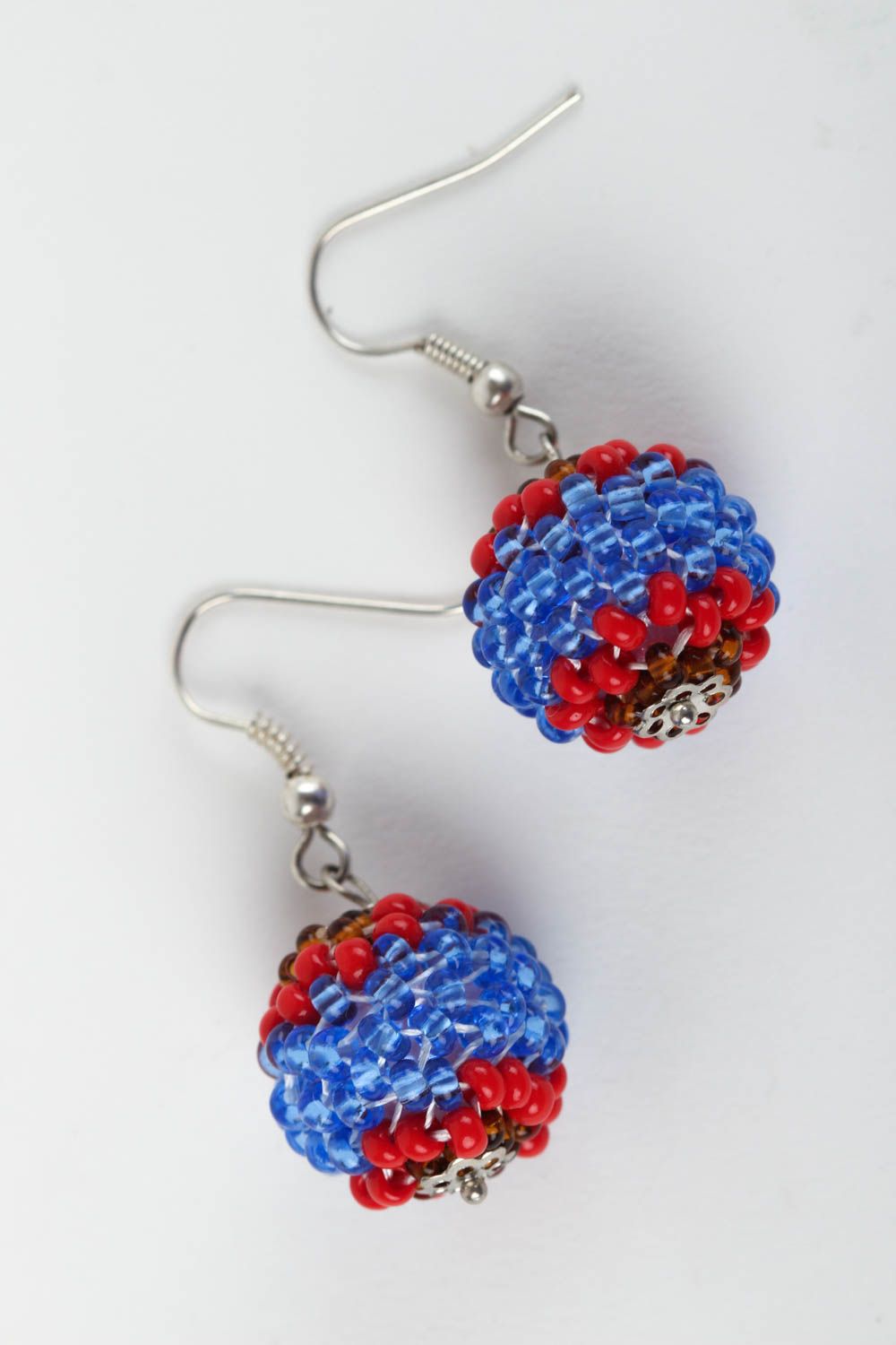 Beautiful handmade beaded ball earrings handmade accessories gifts for her photo 2