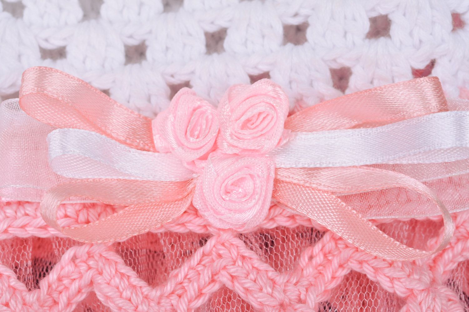 Robe rose pour fille tricotée au crochet en coton faite main originale photo 4