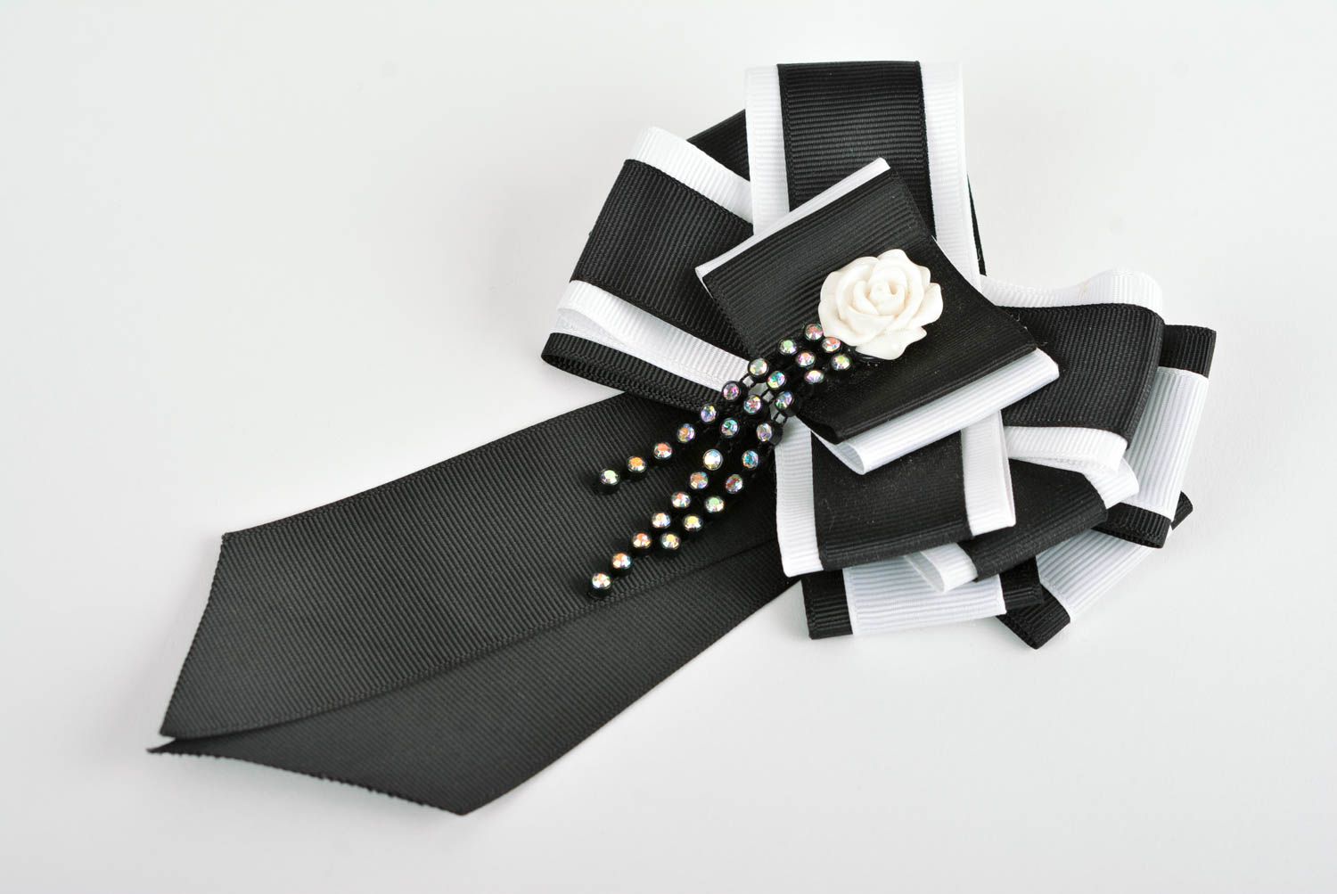 Handmade kanzashi brooch bow brooch rep ribbon brooch for women elegant jewelry photo 1