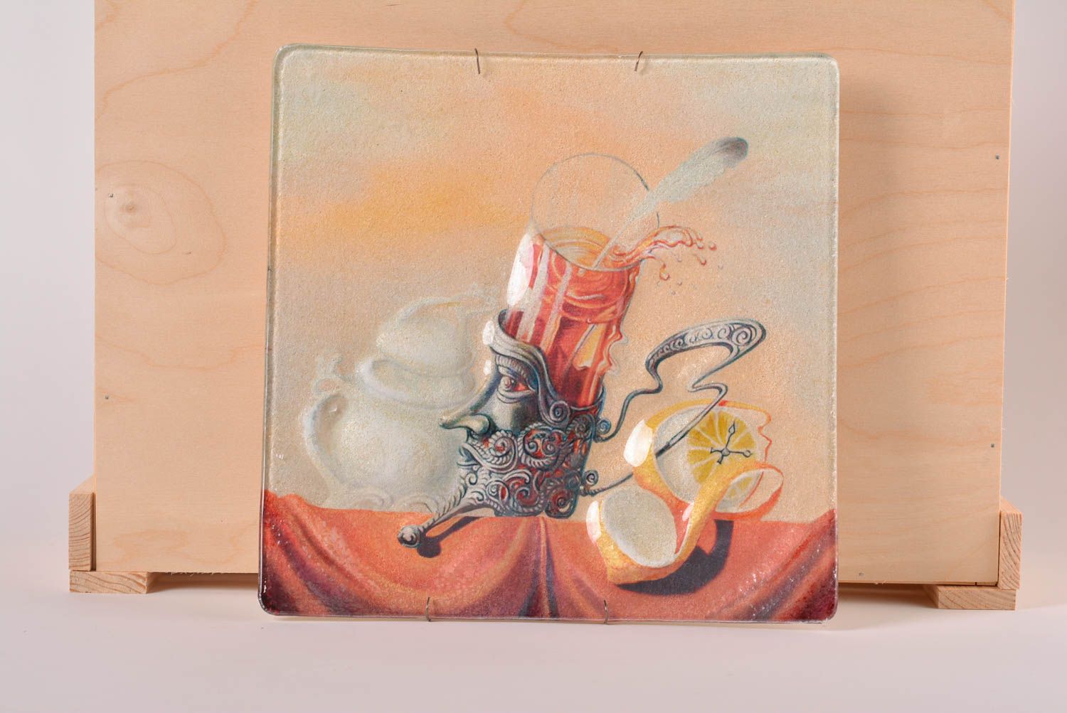 Стеклянная тарелка хэнд мэйд декор для дома панно на стену фреска оригинальная фото 1