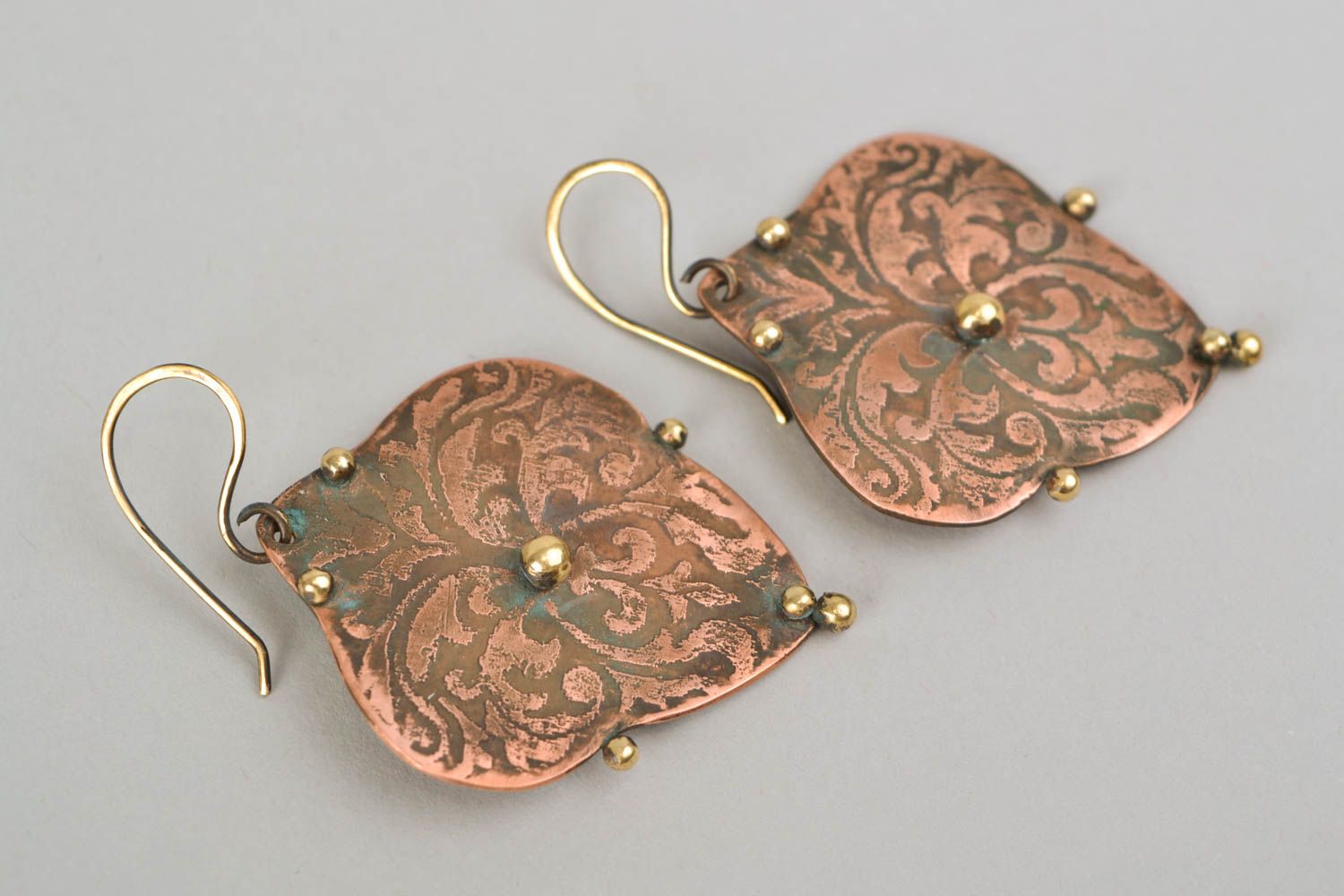 Copper and latten earrings photo 3