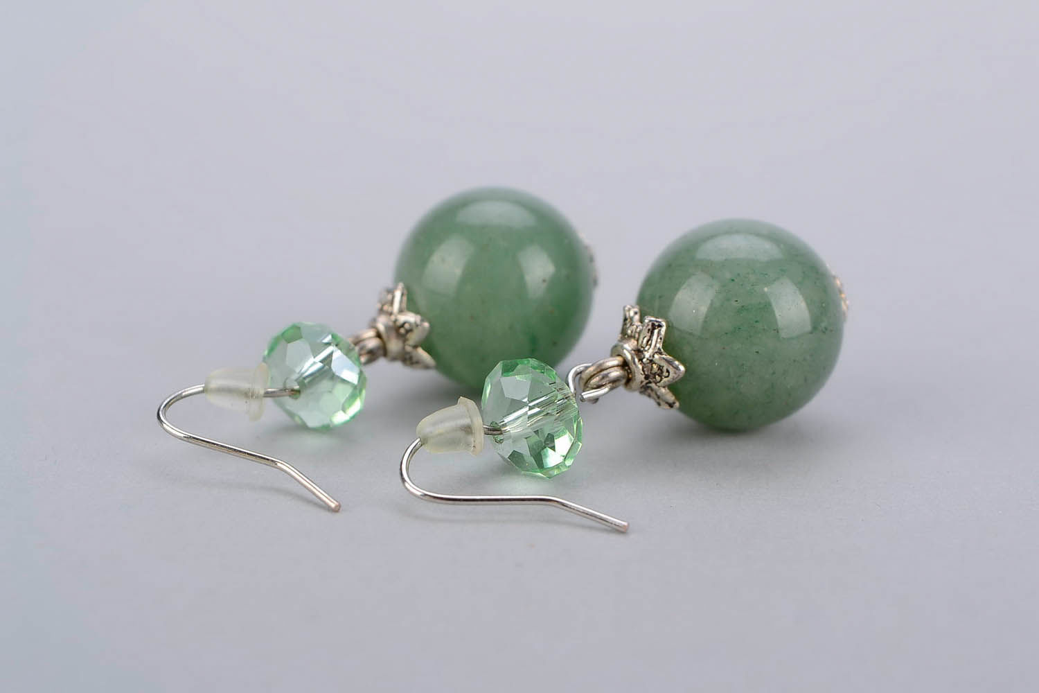 Earrings made ​​of jade and Czech crystal photo 2