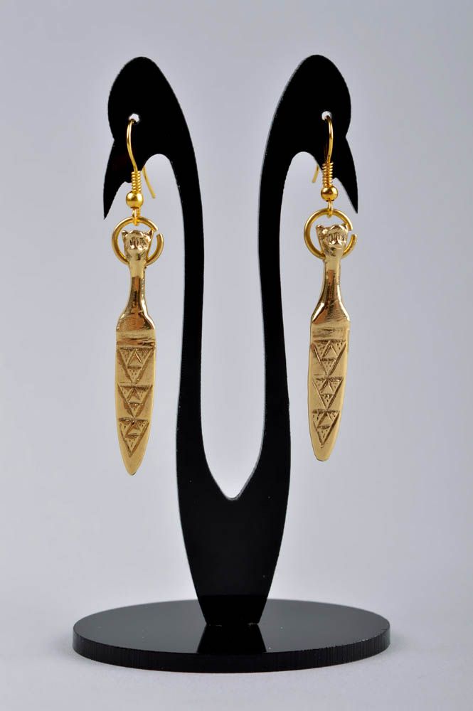 Handmade unusual earrings stylish designer earrings brass metal jewelry photo 2