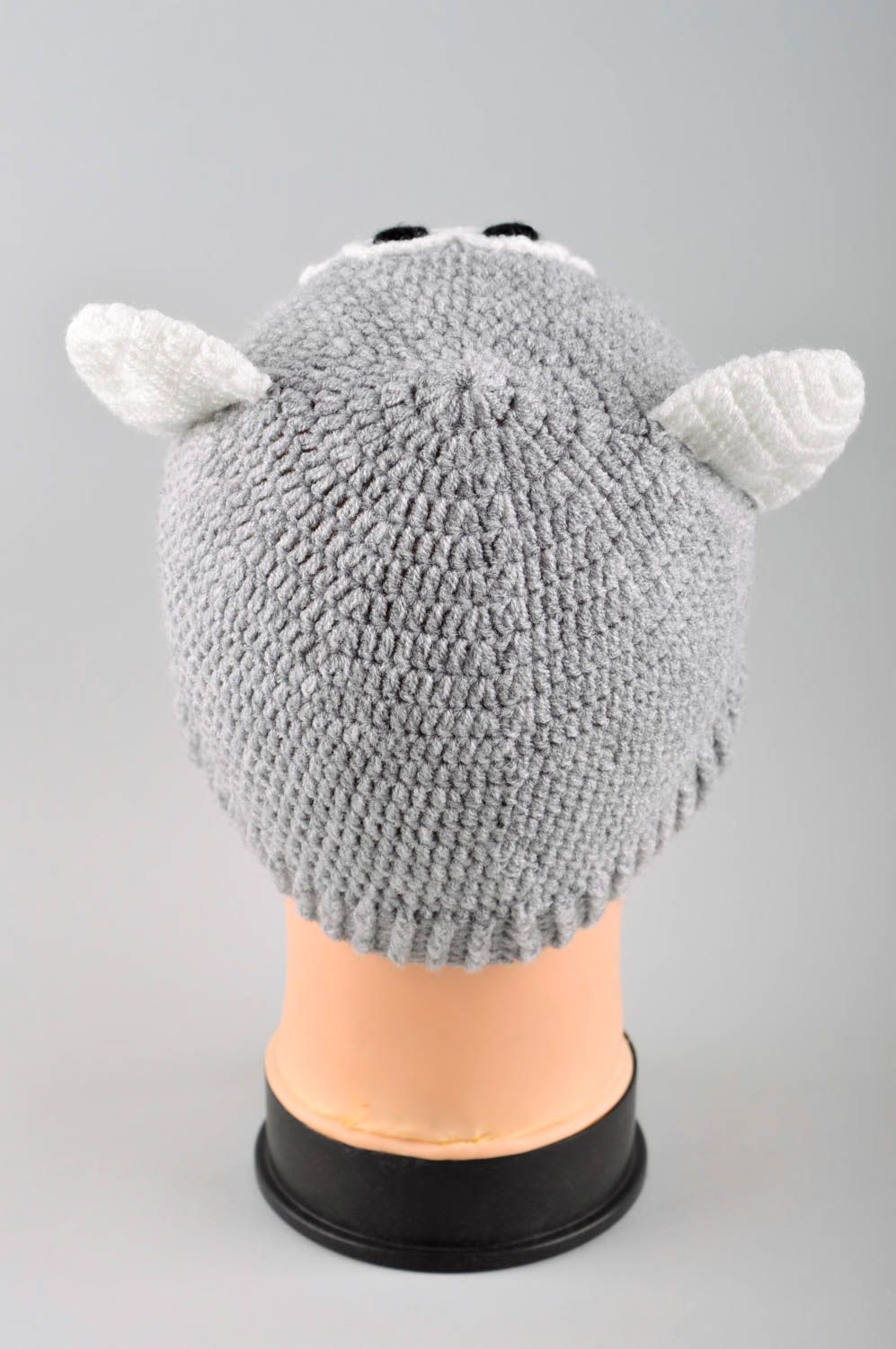 Mütze für Jungs handgemachte Mütze Kinder Geschenk gehäkelt grau für Winter foto 4