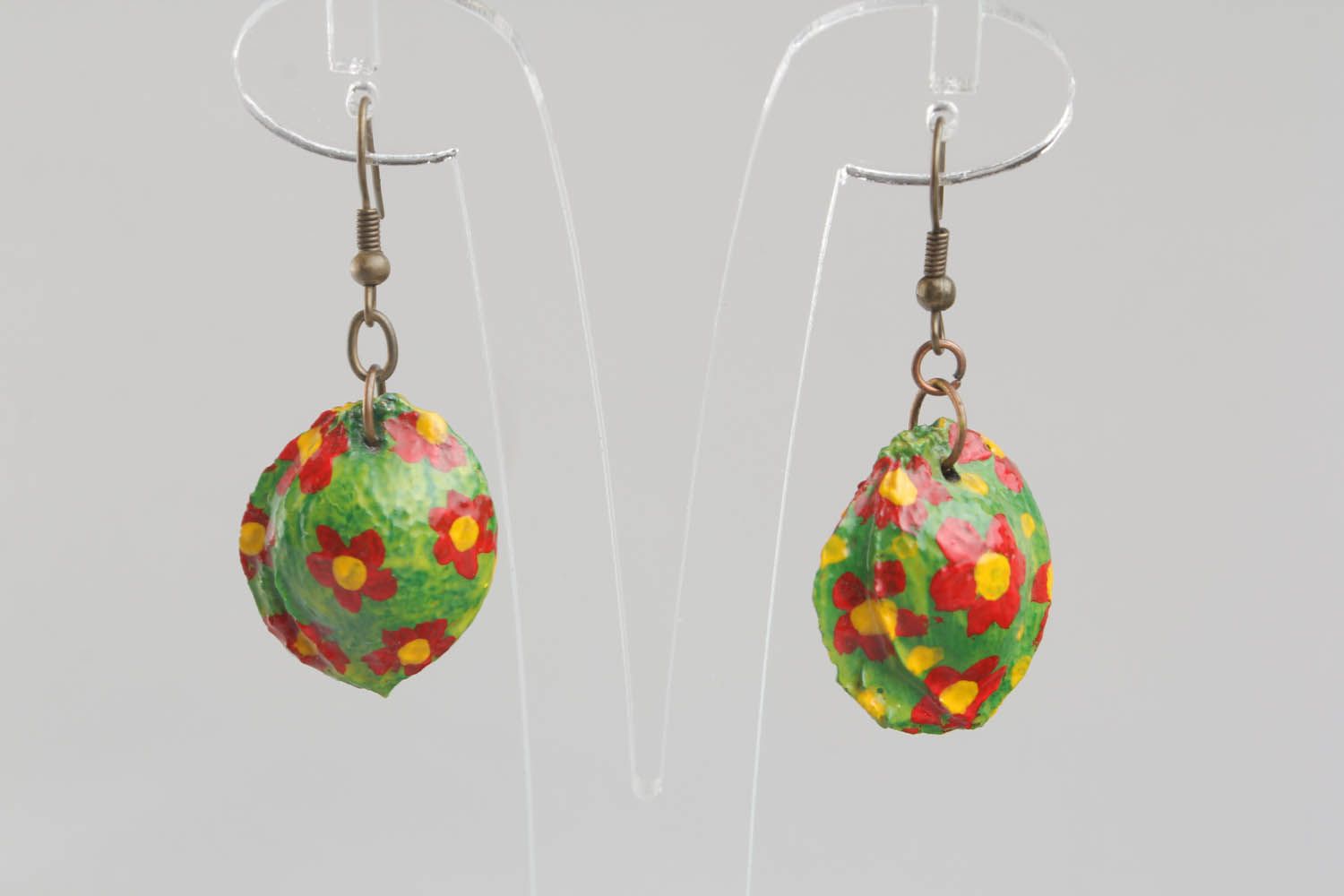 Earrings made of apricot kernel photo 5
