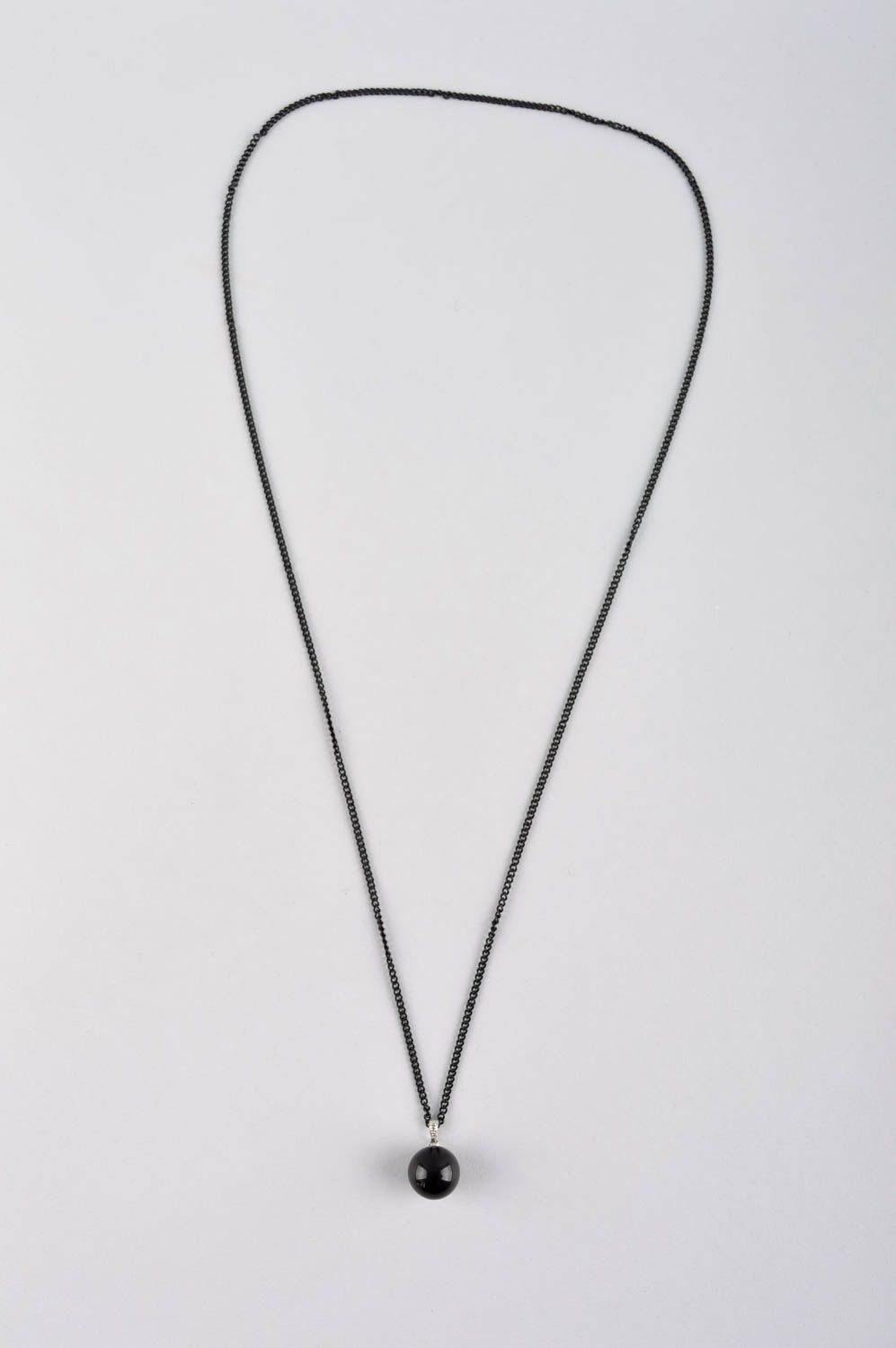 Handmade chain pendant with natural stone agate jewelry handmade accessories  photo 2