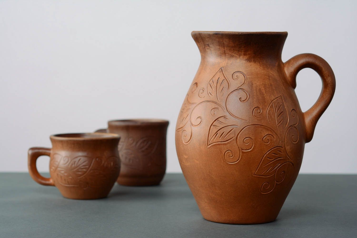 100 oz ceramic clay lead-free water jug with handle 2,5 lb photo 1