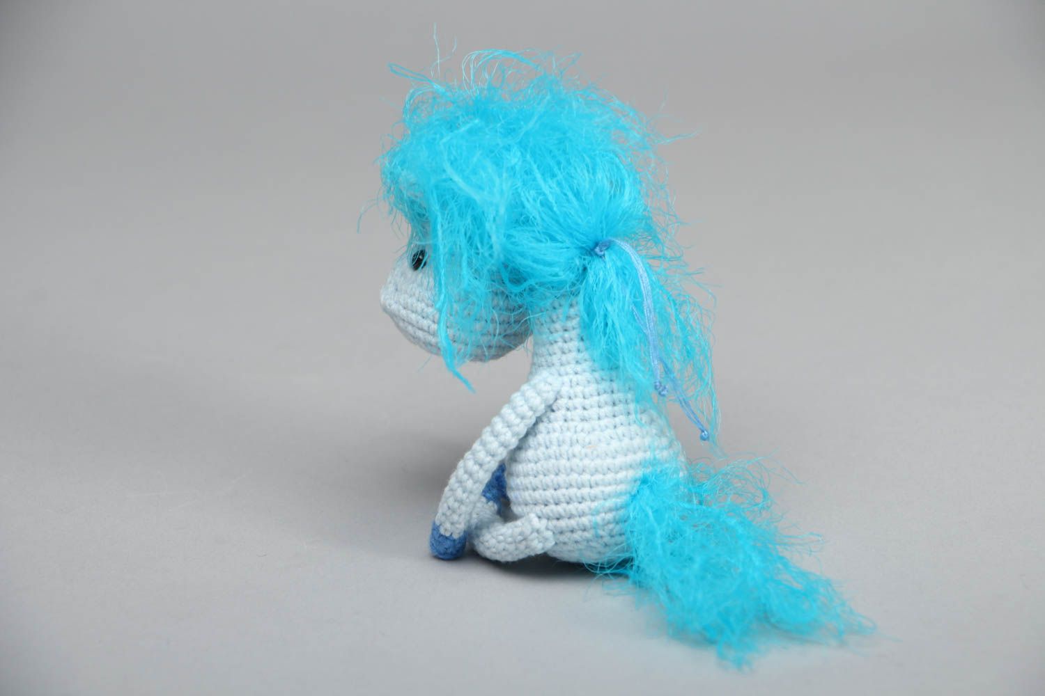 Soft crochet toy Blue Horse photo 3