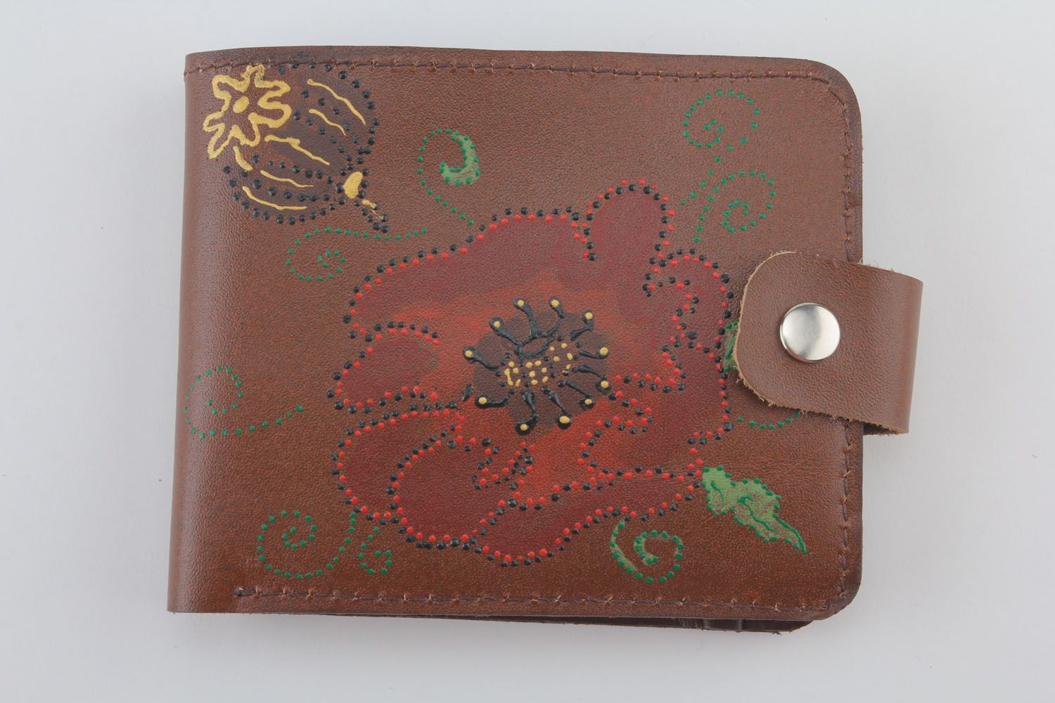 Leder Portemonnaie mit einem Knopf foto 1