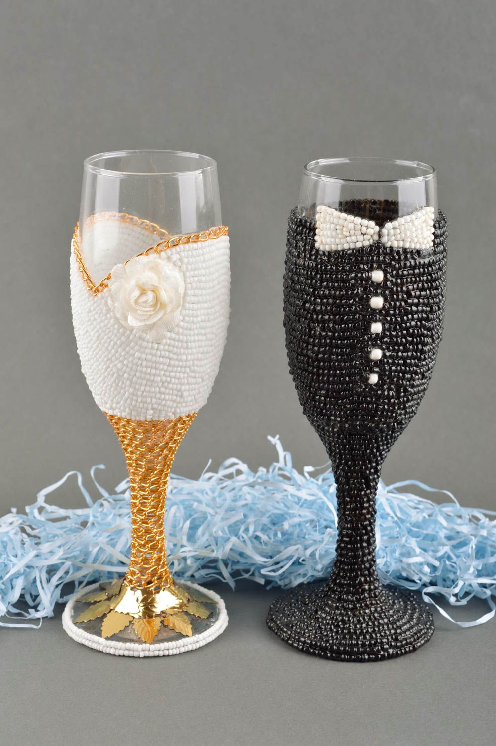 Handgemachtes Geschirr Gläser Set Champagner Gläser schönes Geschirr 2 Stück foto 1