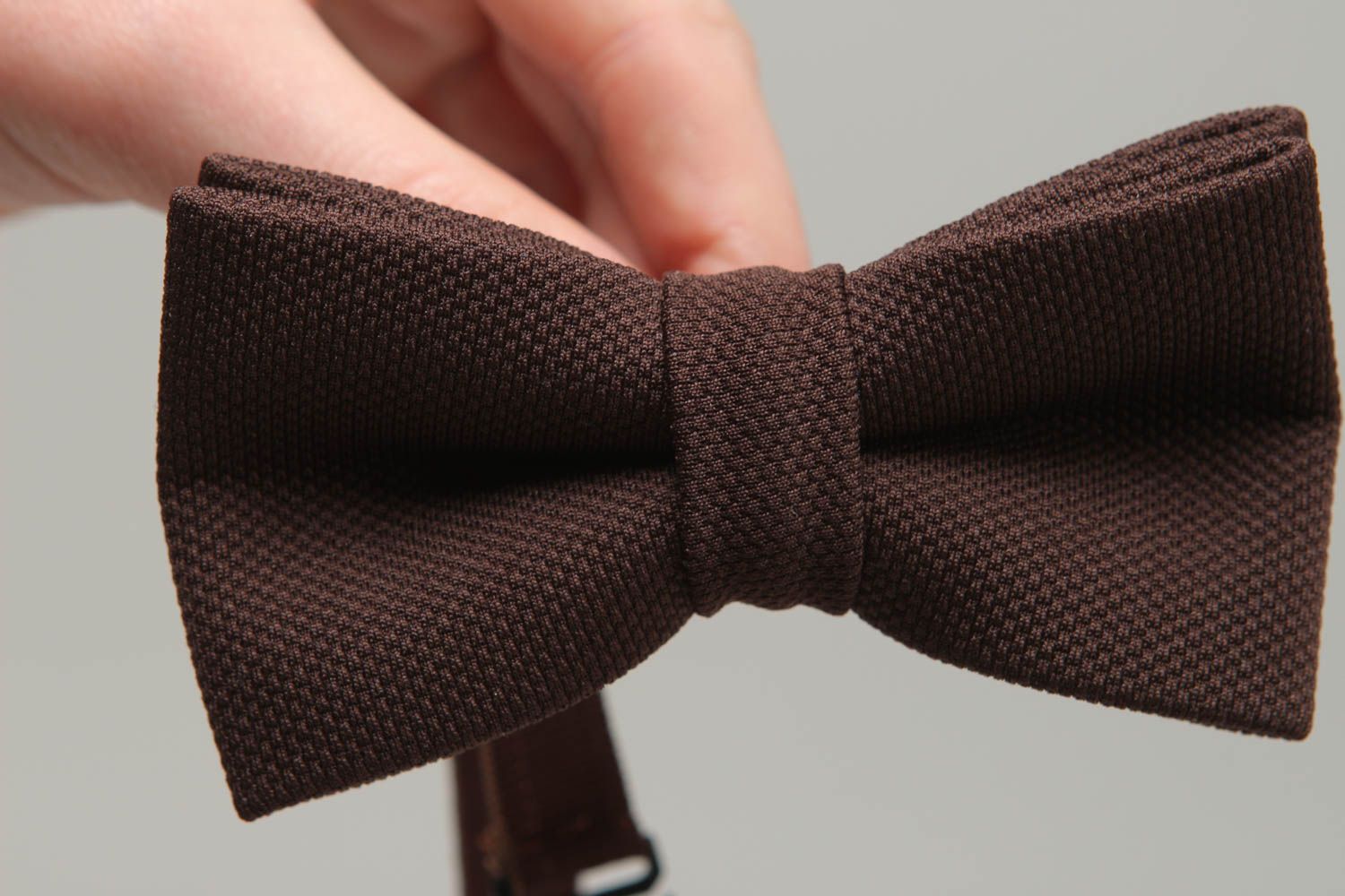 Brown cotton fabric bow tie photo 4