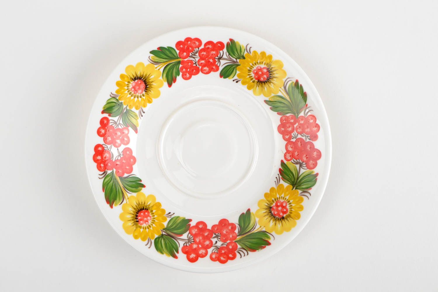 Soucoupe porcelaine fait main Petite assiette Service vaisselle peint Petrykivka photo 3