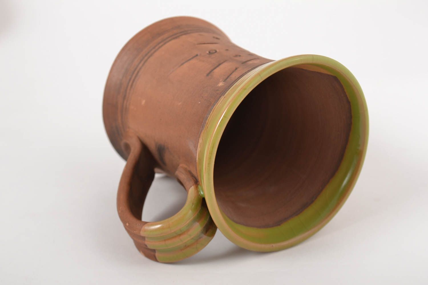 Becher aus Ton handgemacht Keramik Trinkbecher praktisch Geschenk für Mann foto 4