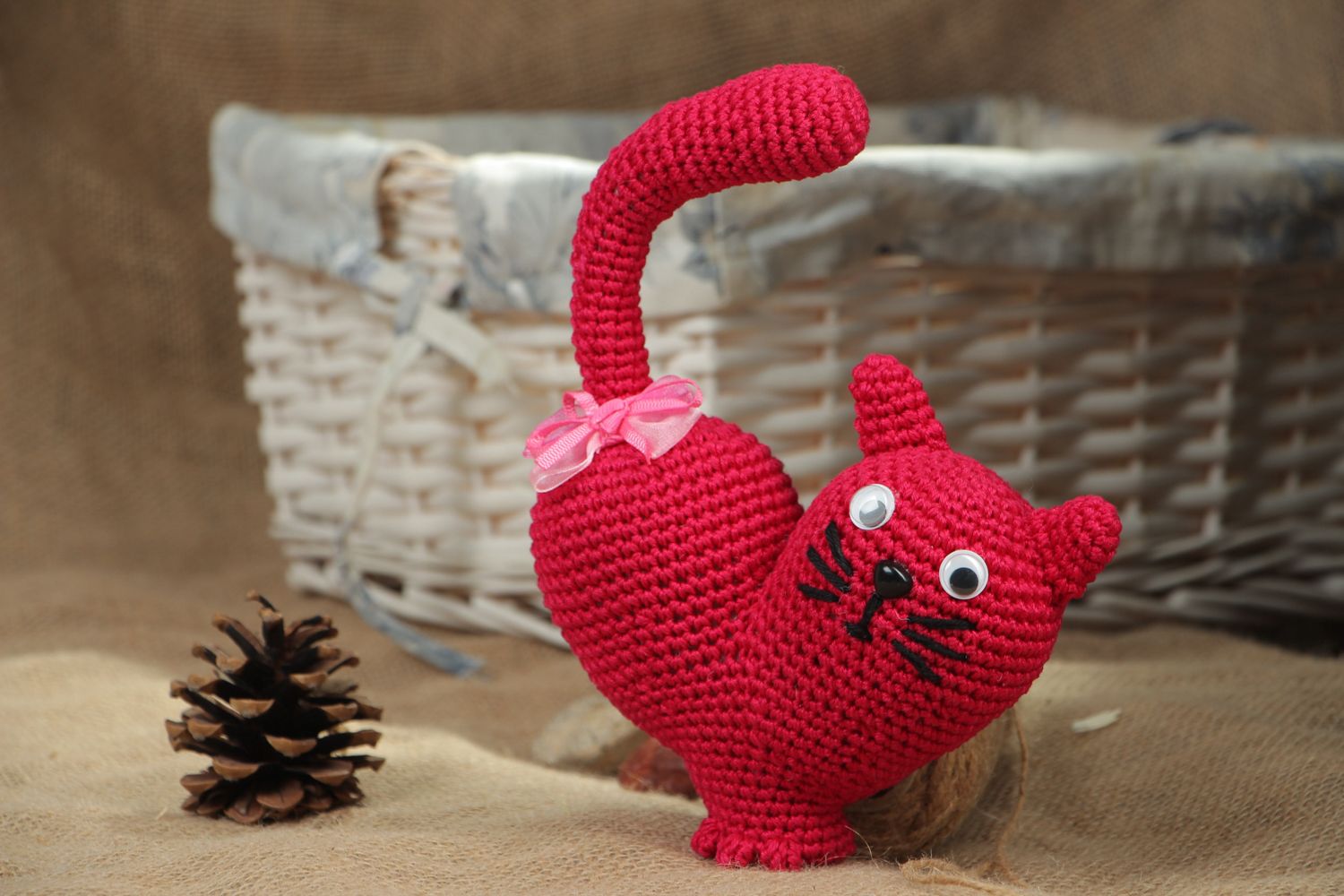 Jouet mou Chat tricoté en forme de Coeur  photo 5
