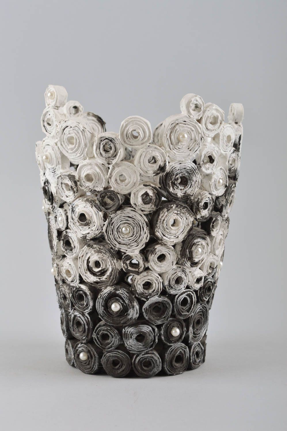 9 inches white&black paper vase for table décor 1,2 lb photo 2