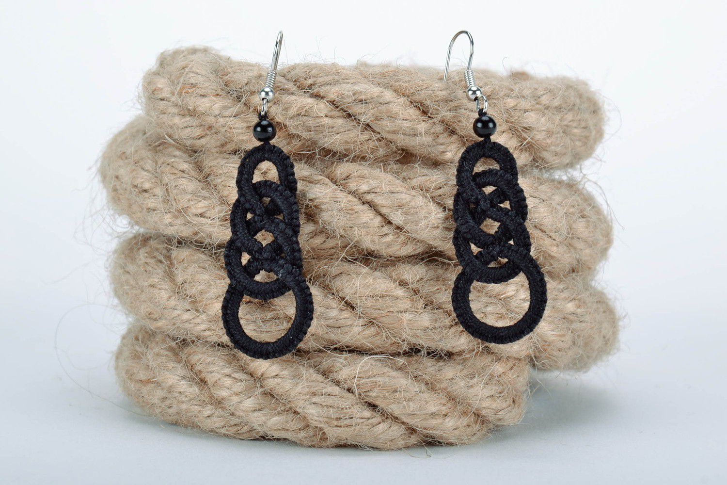 Earrings made from cotton lace Chains photo 3