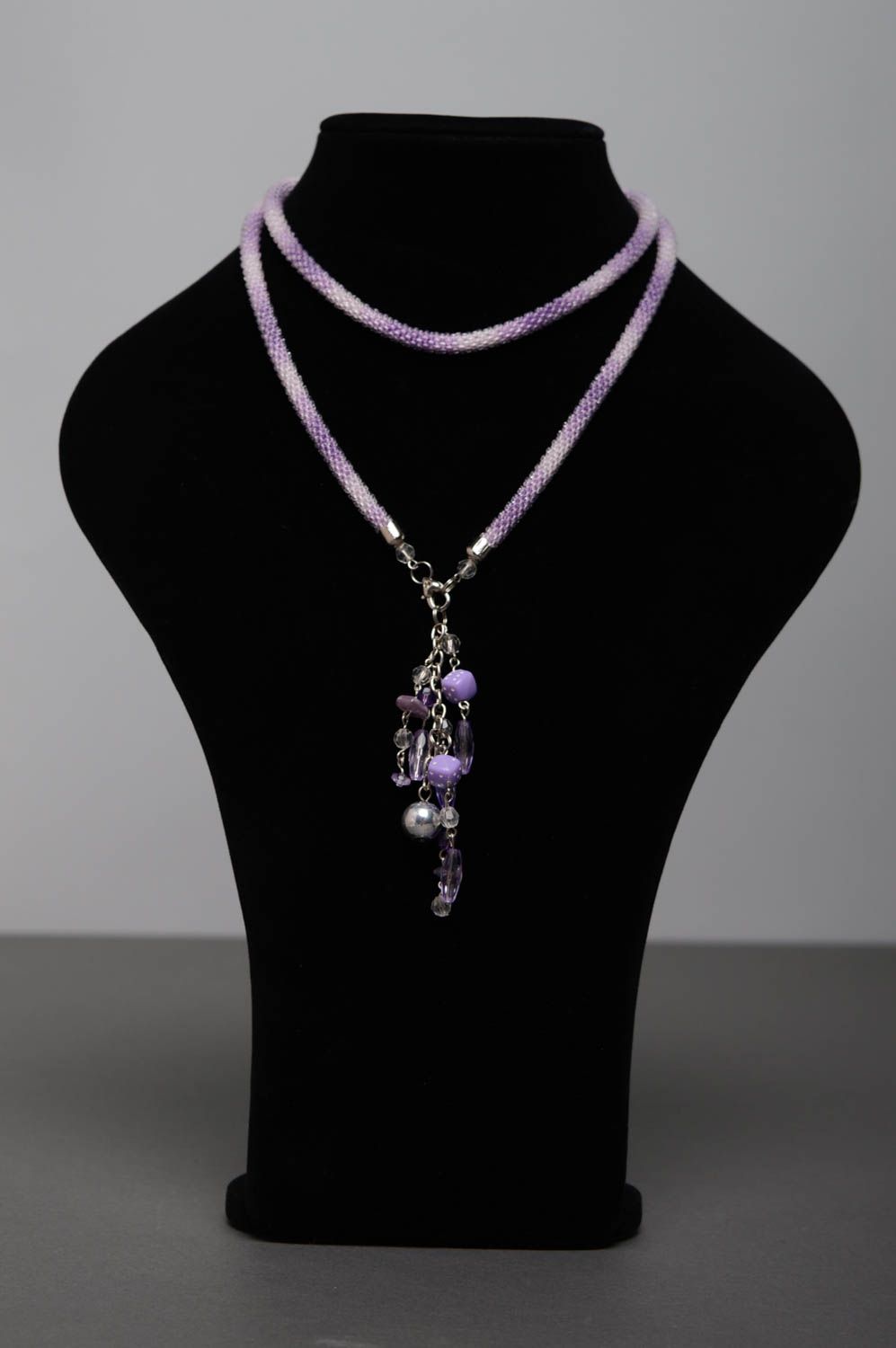 Beaded lariat necklace with large beads photo 3