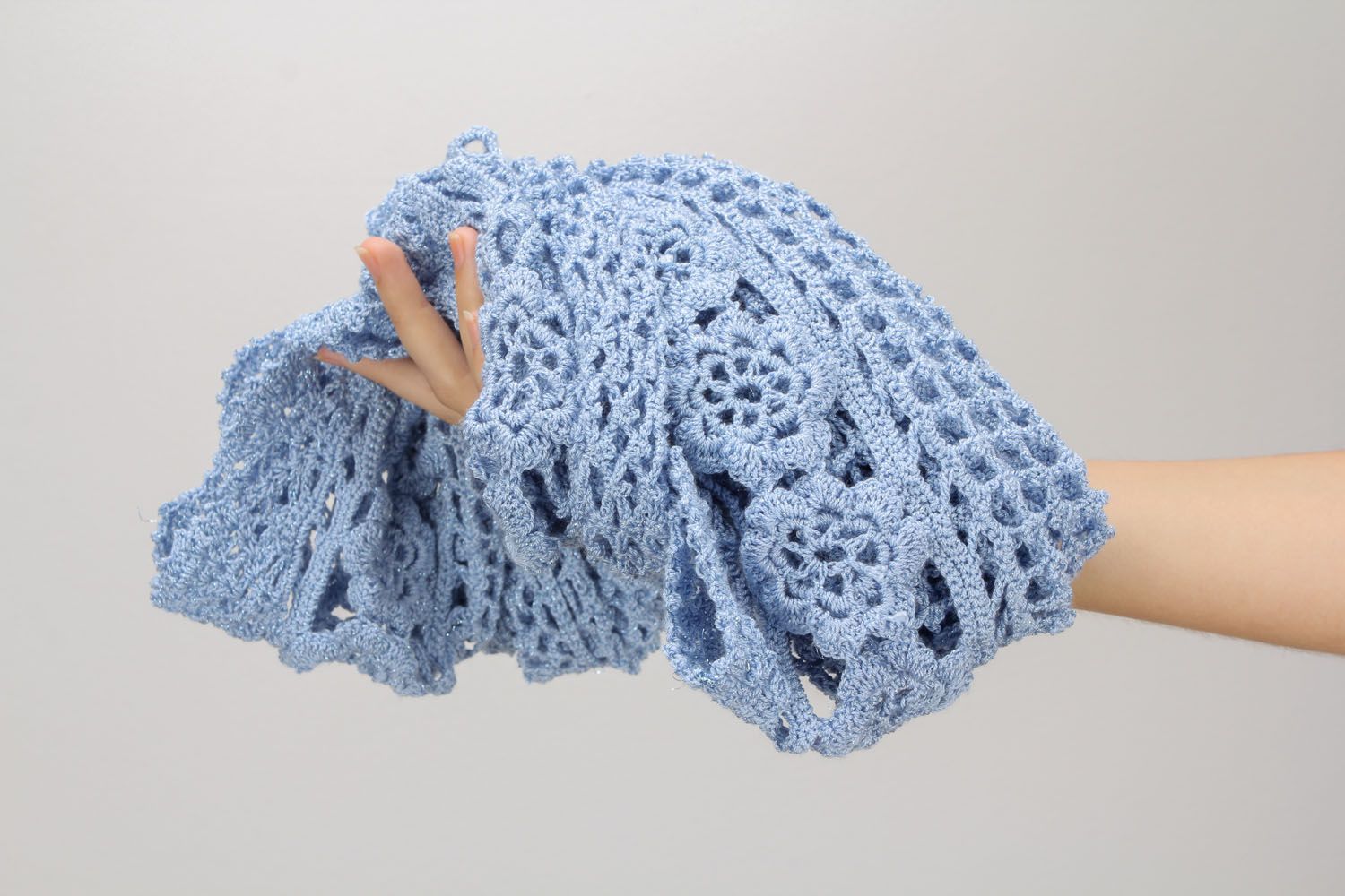 Crochet blue shawl photo 2