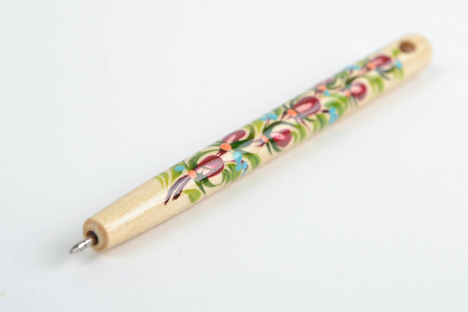Penna fischietto di legno fatta a mano penna decorativa souvenir con pittura 
 foto 4