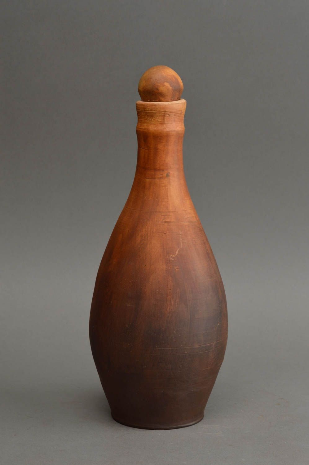 Braune öko reine handgemachte Flasche aus Keramik mit Korken für Alkohol 500 ml foto 2
