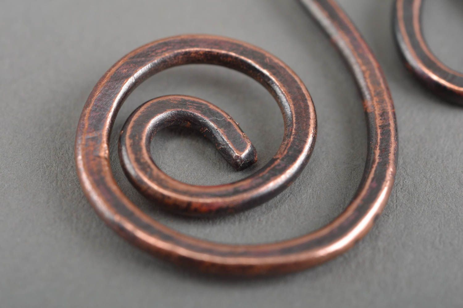 Handmade copper pendant unusual metal accessory designer forged pendant photo 5