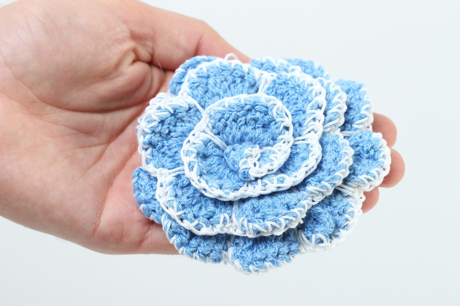 Fleur pour bijoux faite main Fourniture bijoux coton bleu clair Loisirs créatifs photo 5