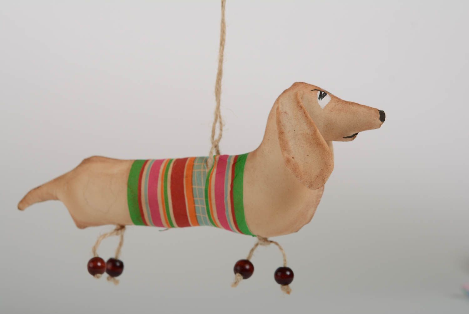 Suspension décorative faite main en coton chien joyeux teckel cadeau original photo 3