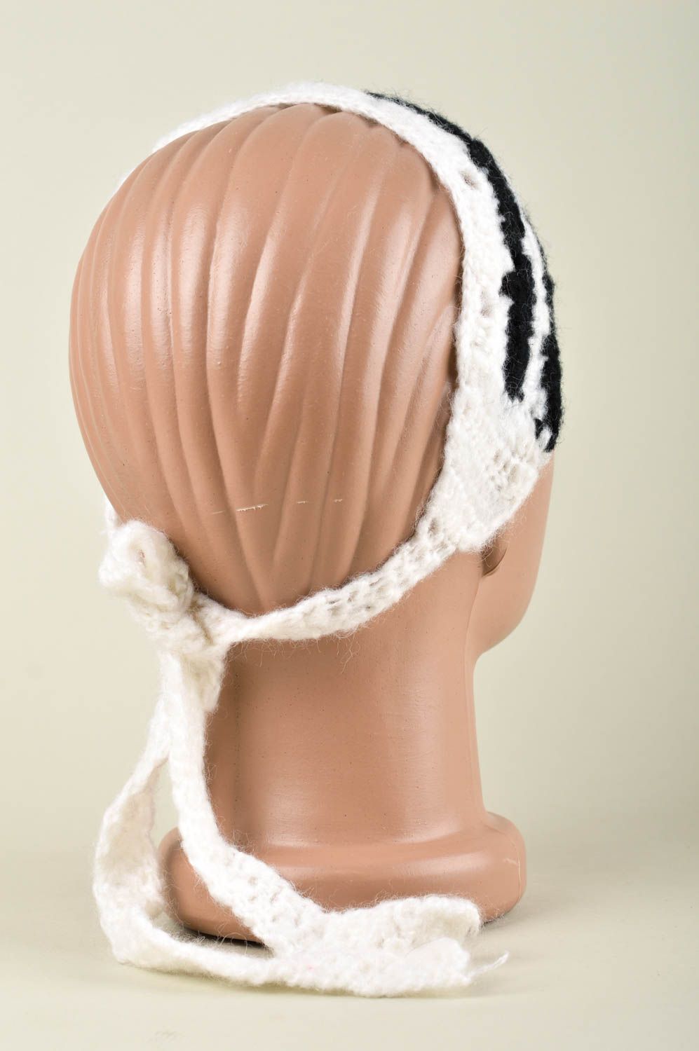 Dünnes Haarband handgefertigt Häkel Accessoire Haarschmuck für Kinder weiß  foto 3