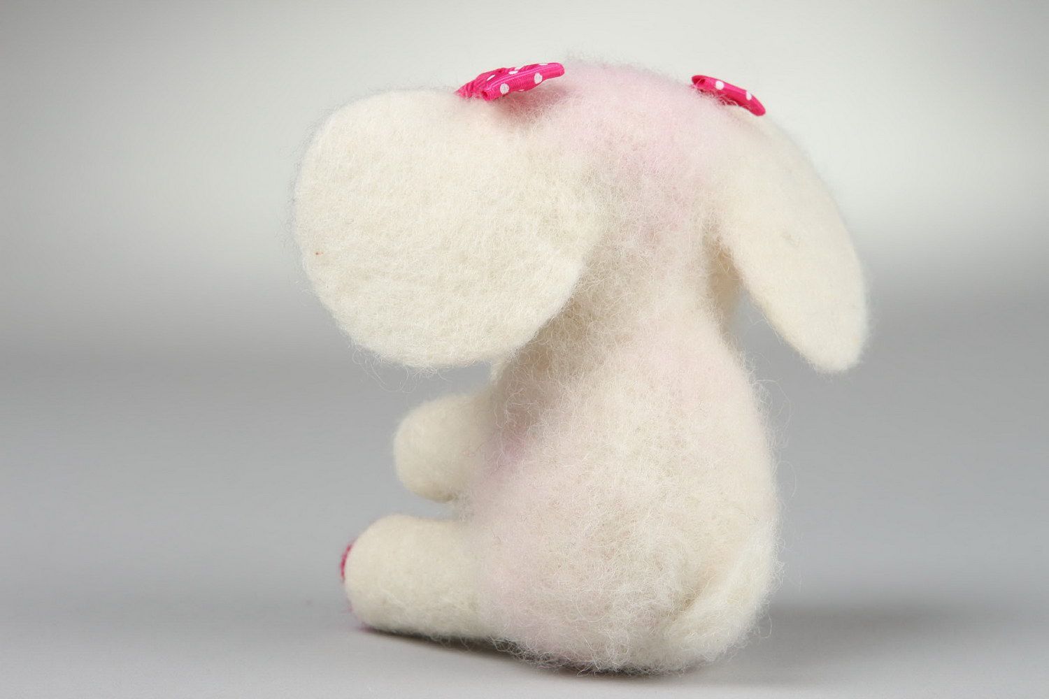 Felted soft toy Elephant with a bow photo 4