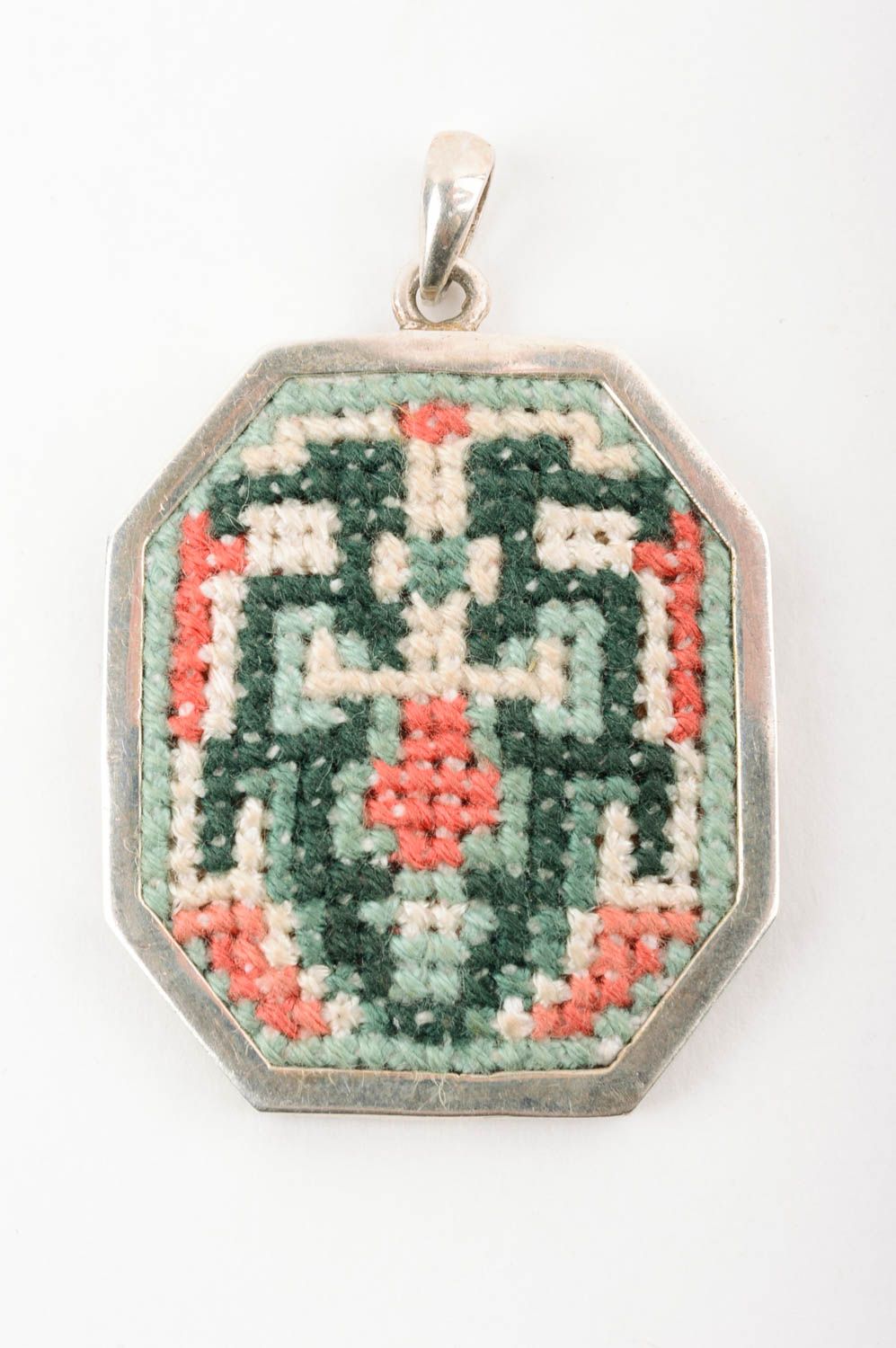 Female handmade pendant beautiful designer accessory cute embroidered pendant photo 1