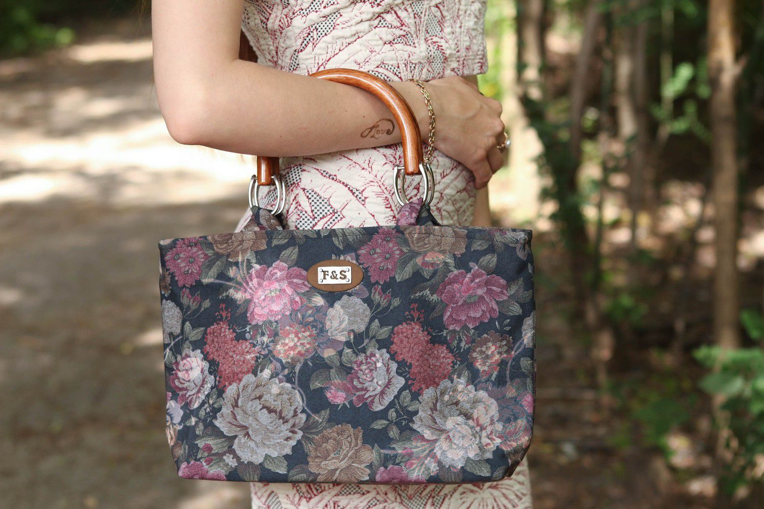 Textil Tasche mit Blumen foto 4