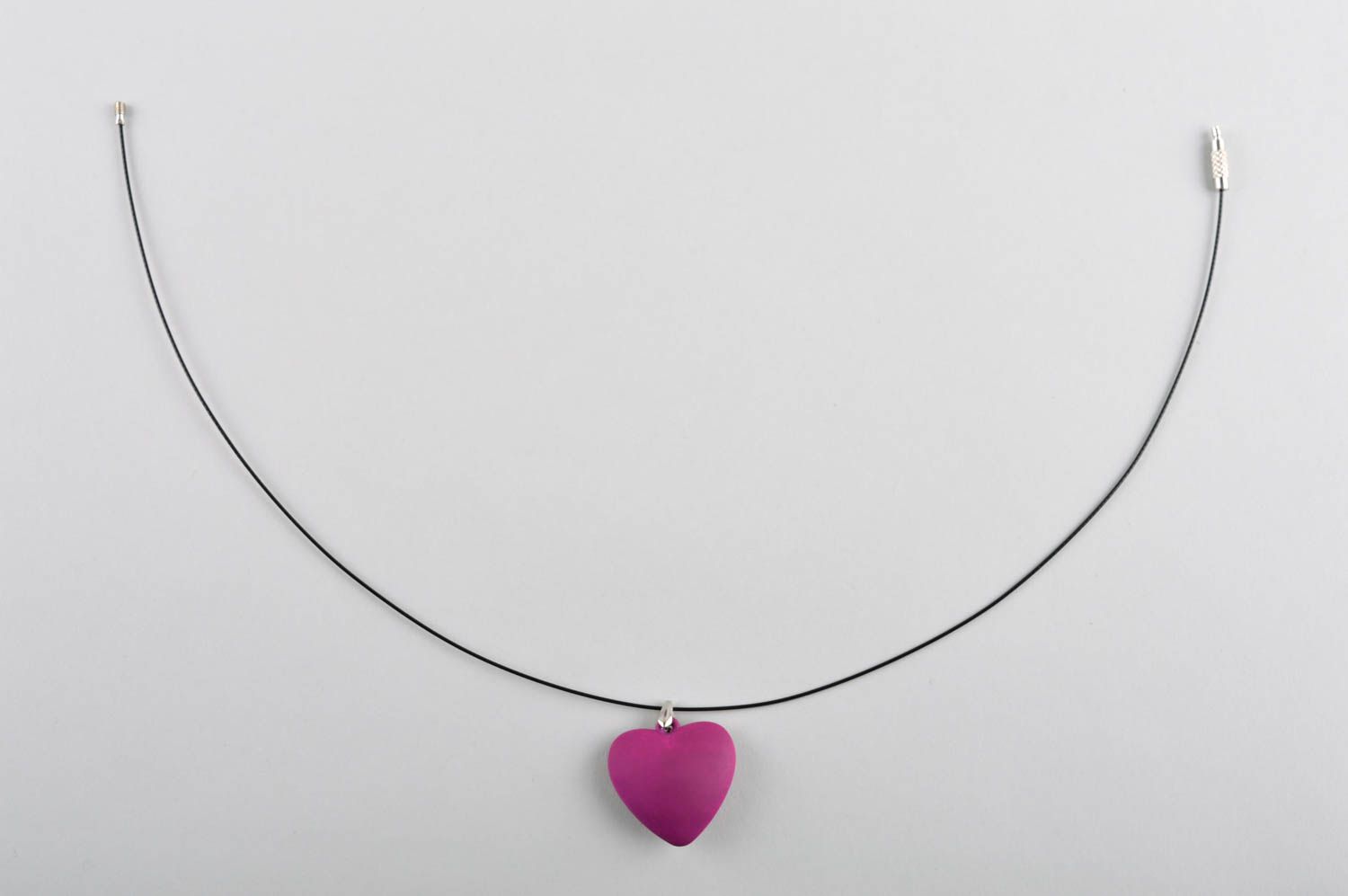Кулон из пластика ручной работы украшение на шею подвеска сердце розовое фото 5