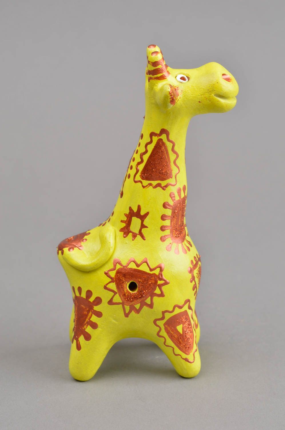 Глиняный сувенир жираф хэнд мейд свистулька из глины керамическая свистулька фото 3