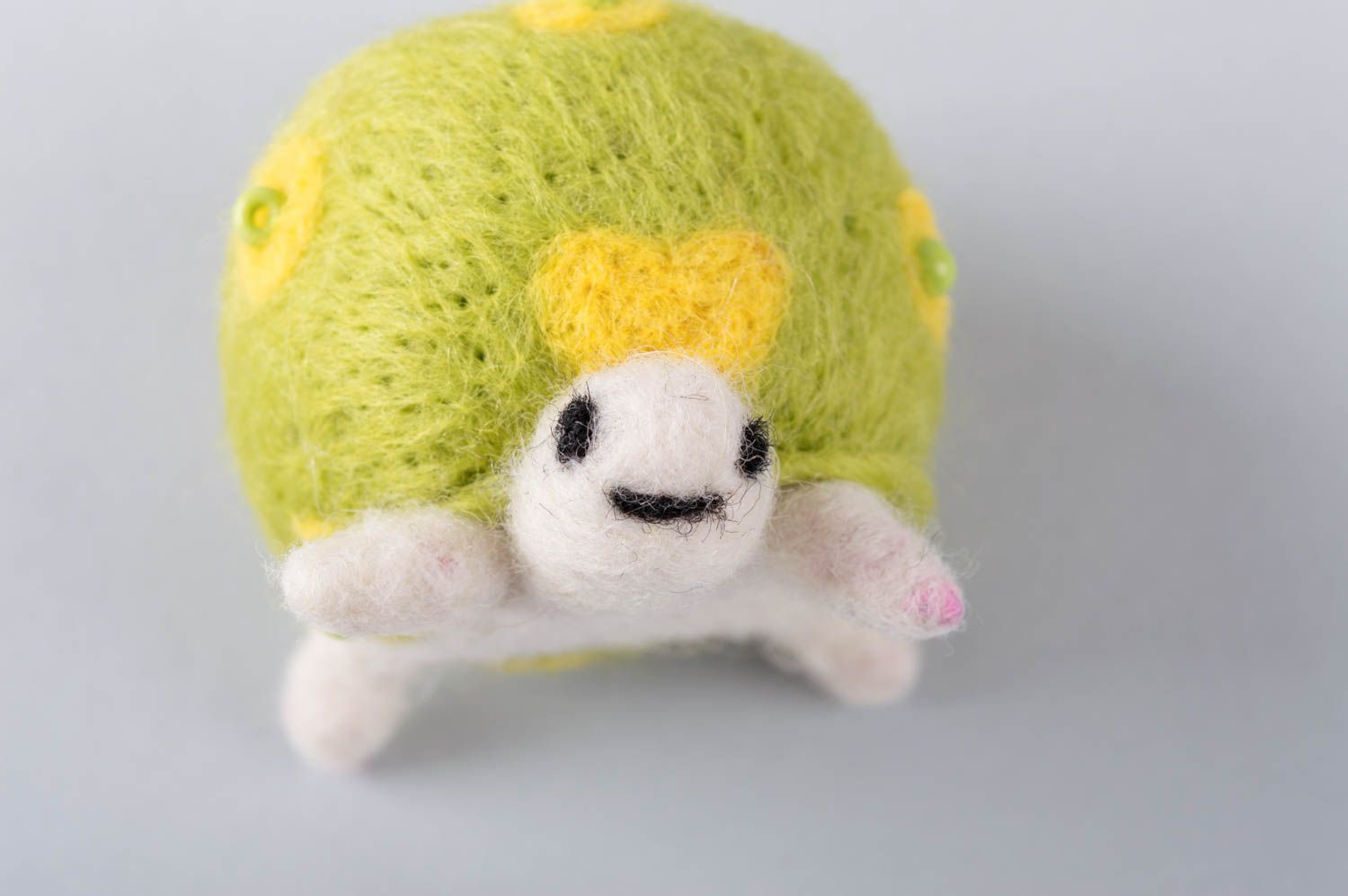 Little handmade felt turtle woolen soft toy designer interior toy for children photo 5