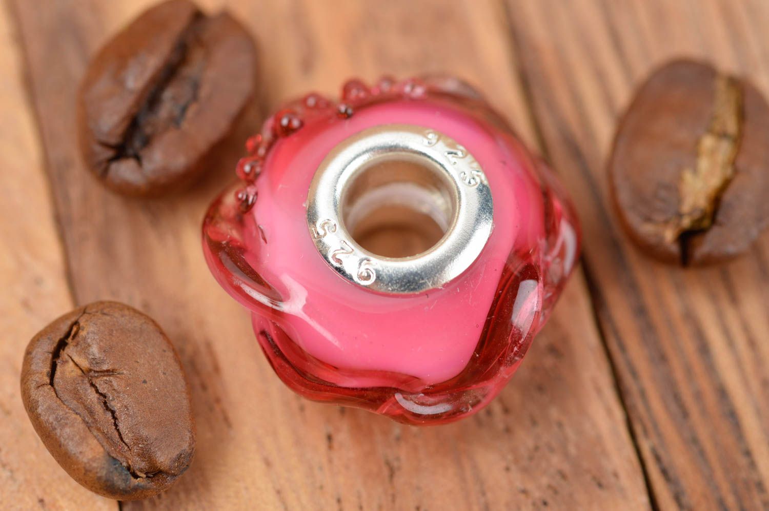Perle en verre fait main Fourniture pour bijoux voile rose Loisirs créatifs photo 1