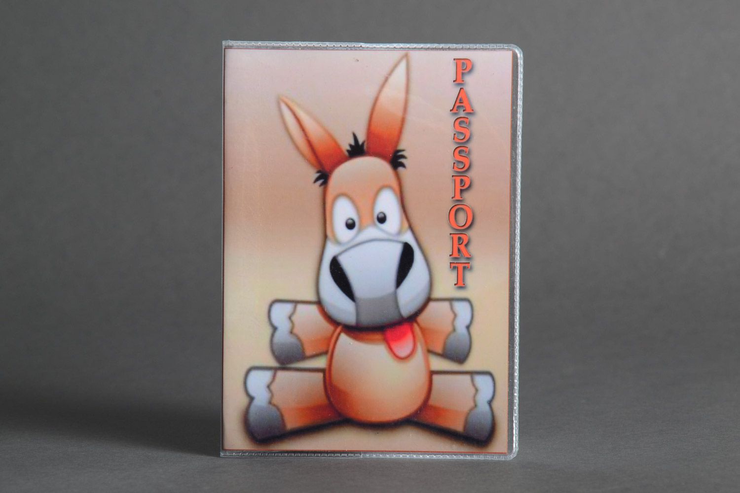 Funny handmade plastic passport cover with photo print Donkey photo 1