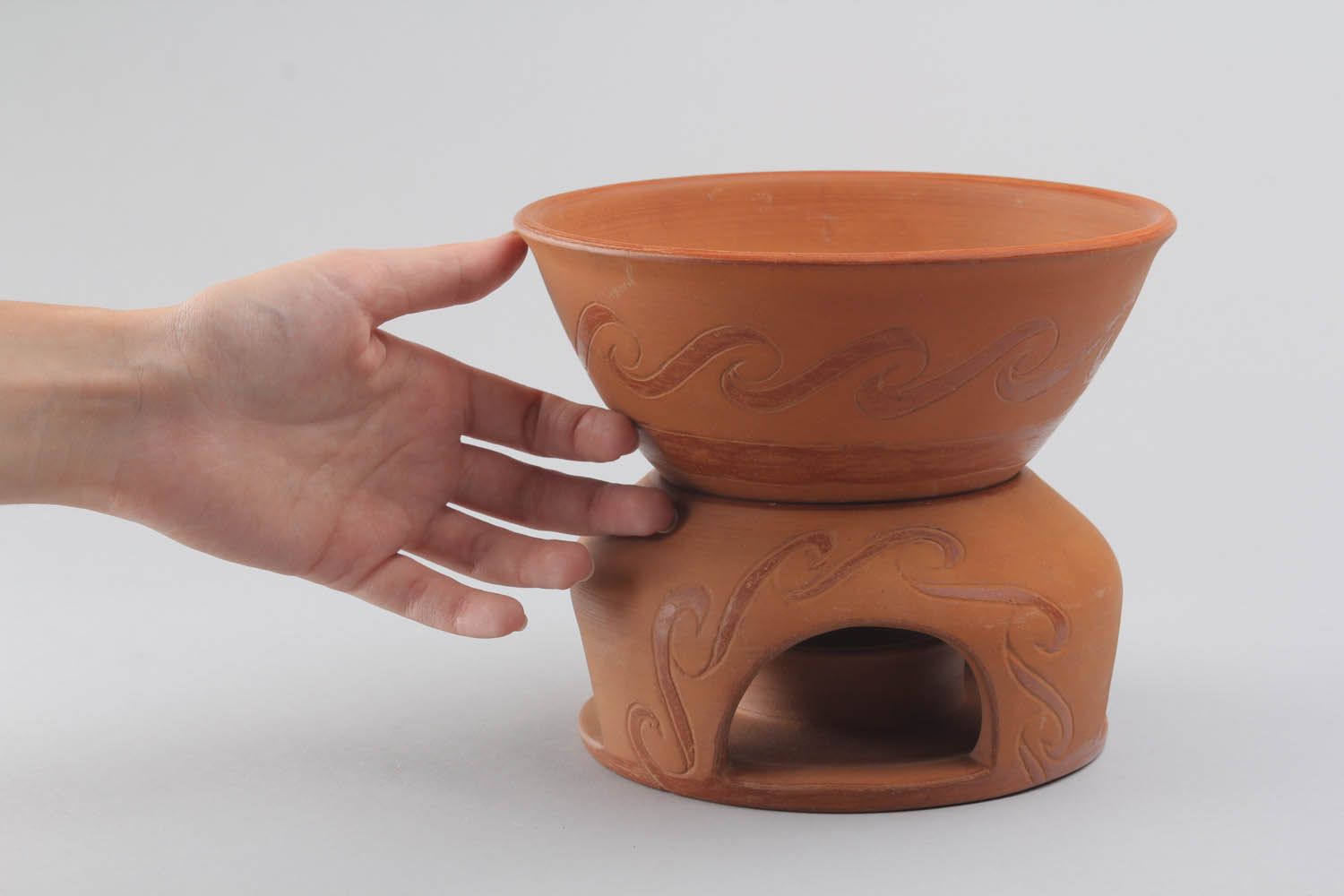 Louça para fondue de argila feita à mão louça de cerâmica decorativa artesanal foto 2