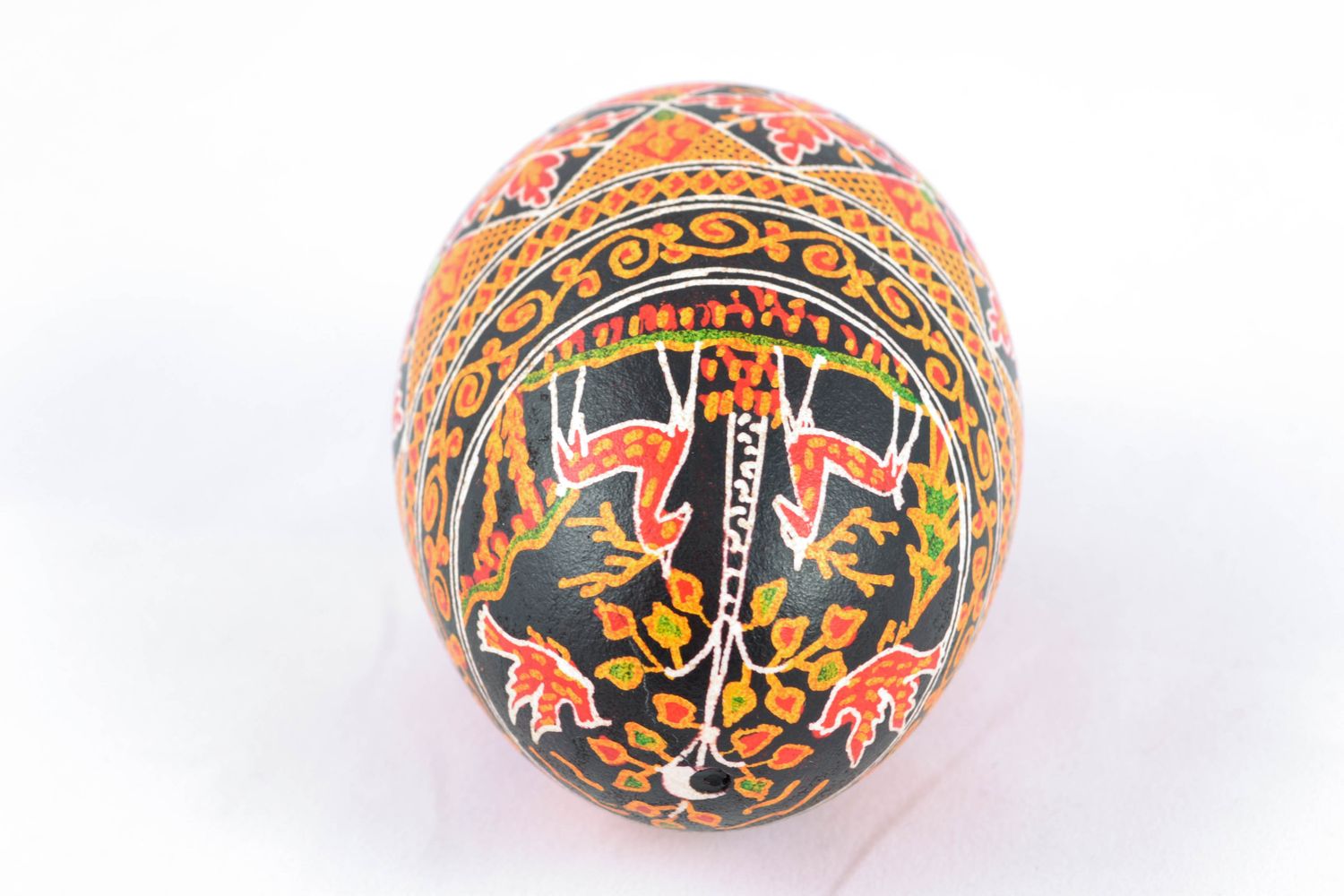 Handmade Easter egg with the image of deer near the tree photo 5