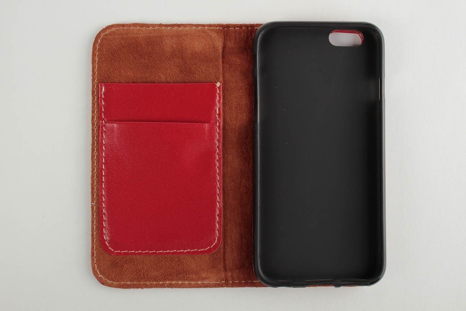 Housse smartphone cuir rouge fait main Étui téléphone portable Cadeau pour femme photo 4