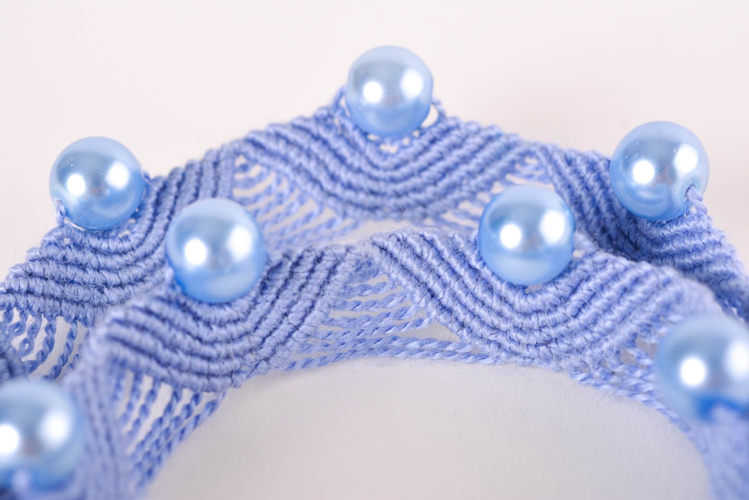 Collier macramé Bijou fait main bleu avec perles plastiques Cadeau femme photo 5