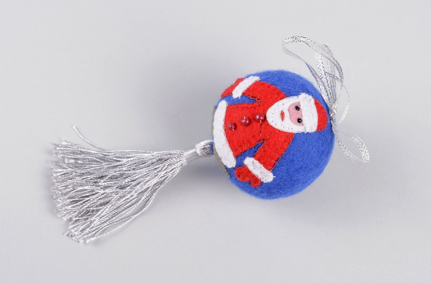 Décoration sapin Boule à suspendre fait main bleue feutrage Accessoire Noël photo 1