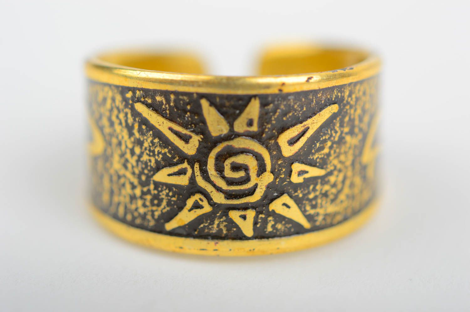 Handmade brass designer ring unusual metal accessory massive cute ring photo 5