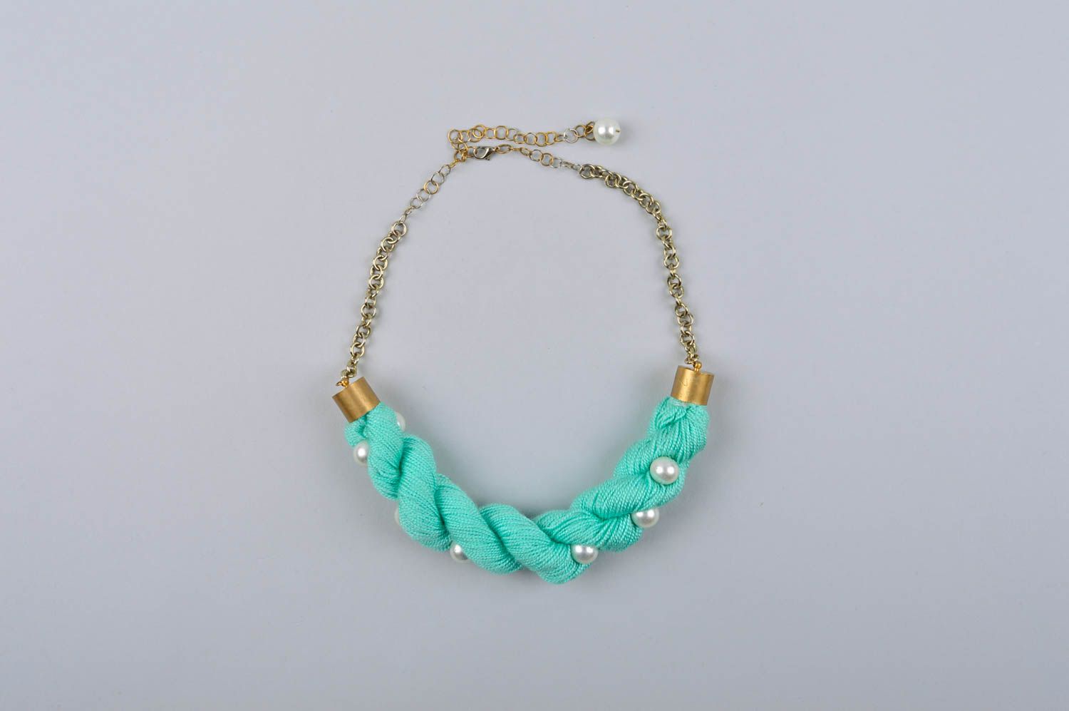 Handmade beaded necklace yarn necklace handmade accessories stylish jewelry photo 2