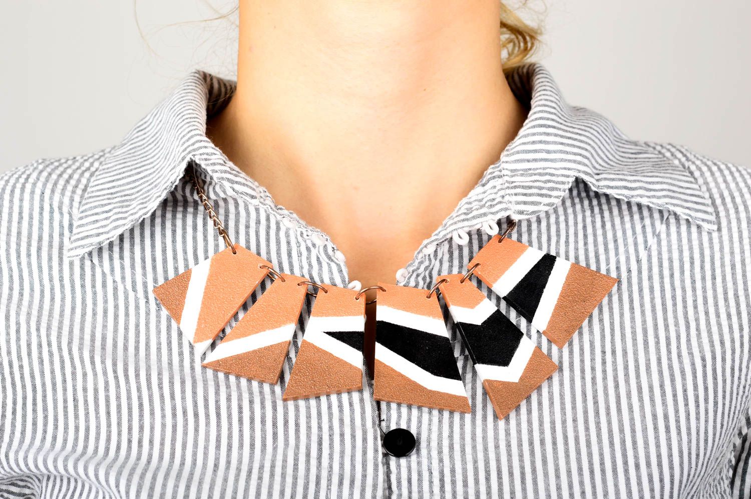 Handmade Holz Kettenanhänger Halskette Holz Damen Schmuck Accessoire für Frauen foto 1