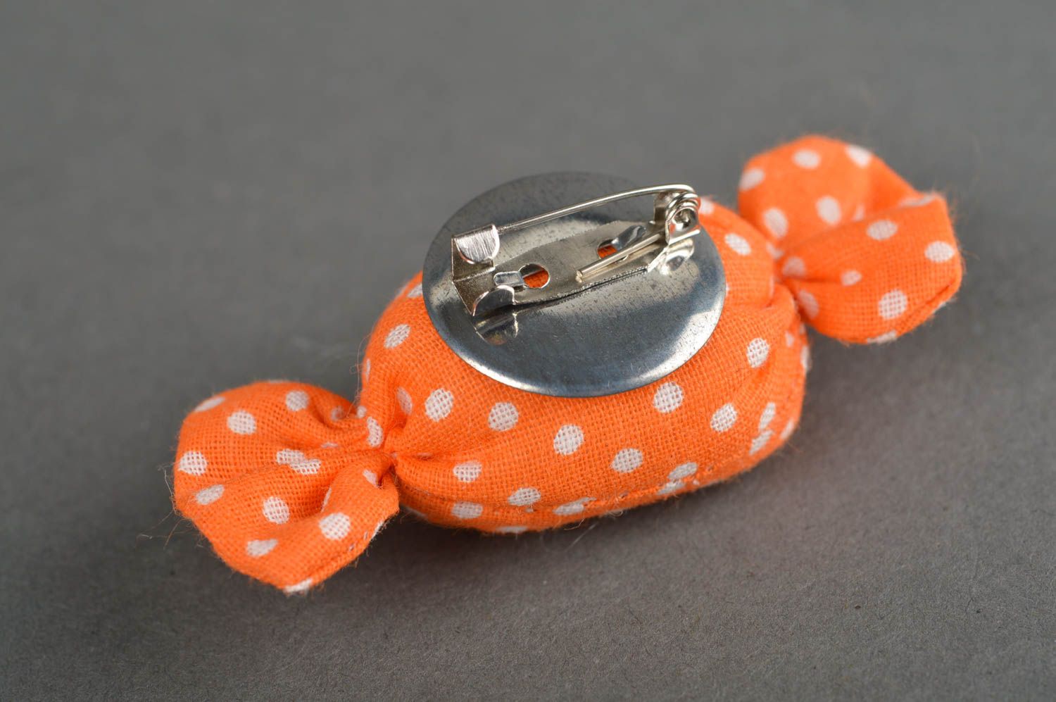 Broche bonbon faite main Accessoire femme orange Petit cadeau original photo 5