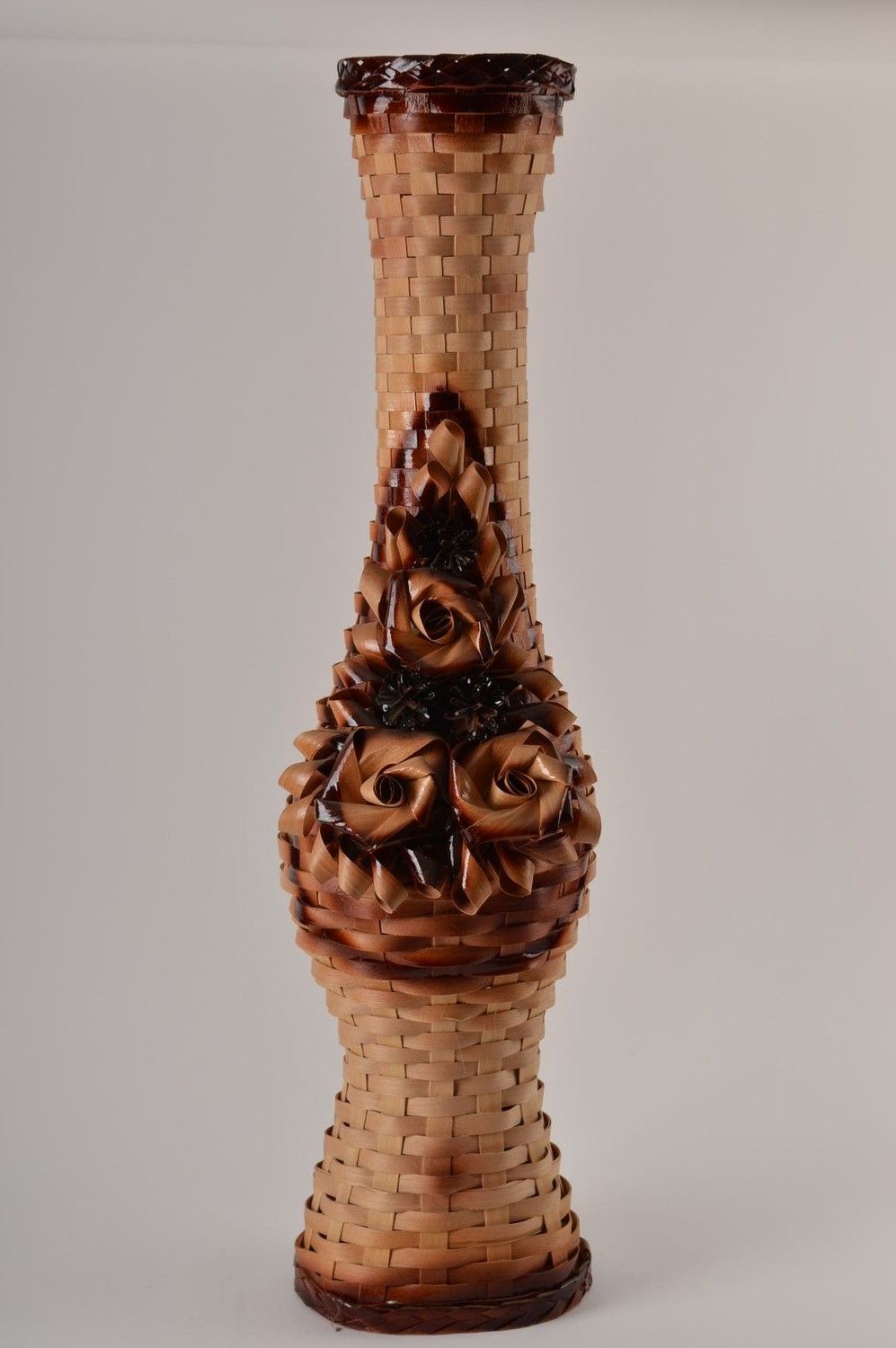 Декоративная ваза хэнд мэйд плетеная ваза из шпона необычная ваза напольная фото 4